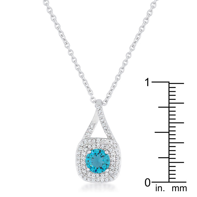 Lovcia Aqua CZ Vintage-Inspired Rhodium Drop Necklace-Necklaces-