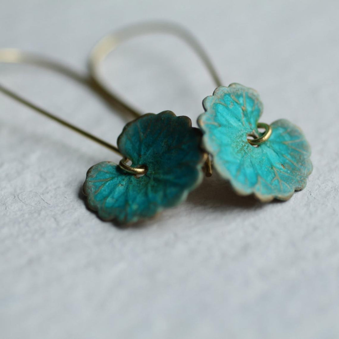 Lovcia Aqua Green Boho Lotus Leaf Drop Earrings for Women-Earrings-Green-Green