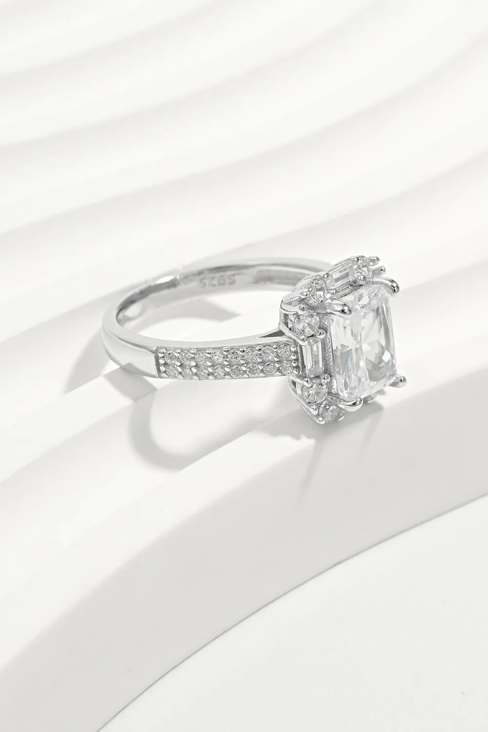 Lovcia Arcadia 925 Sterling Silver Inlaid Zircon Square Ring for Women - Silver-6- - Buy latest trendy Rings for Women and Girls