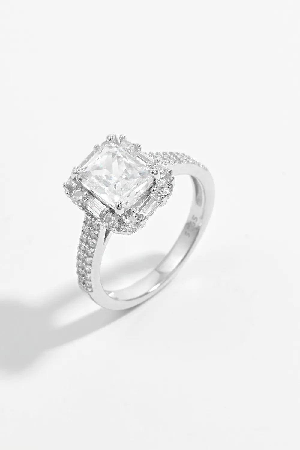 Lovcia Arcadia 925 Sterling Silver Inlaid Zircon Square Ring for Women - Silver-6- - Buy latest trendy Rings for Women and Girls
