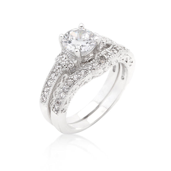 Lovcia Art Deco Inspired Round Cut Wedding Ring Set-Rings-5-5