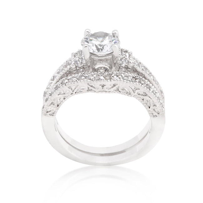 Lovcia Art Deco Inspired Round Cut Wedding Ring Set-Rings-5-5