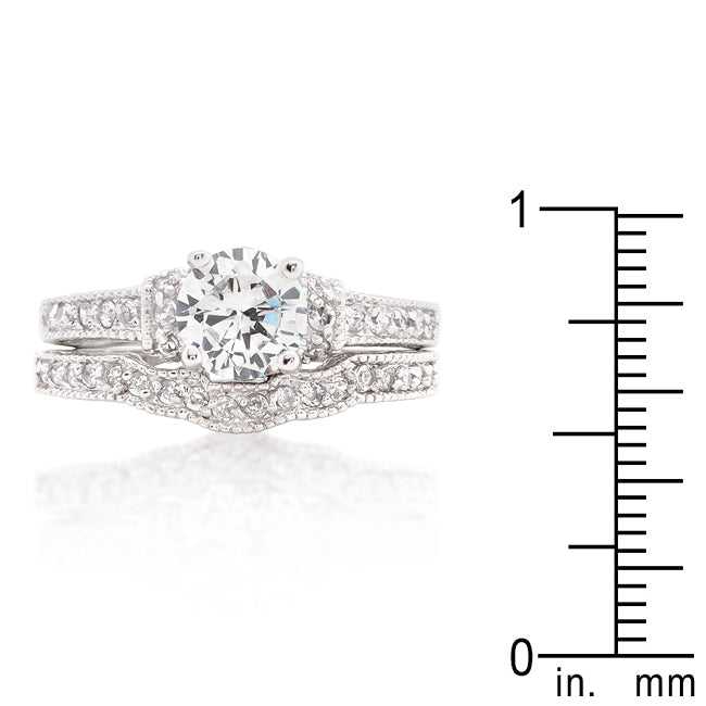Lovcia Art Deco Inspired Round Cut Wedding Ring Set-Rings-5-5