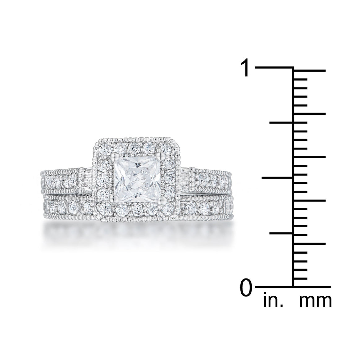 Lovcia Art Deco Princess Cut Triple Bridal Ring Set-Rings-5-5