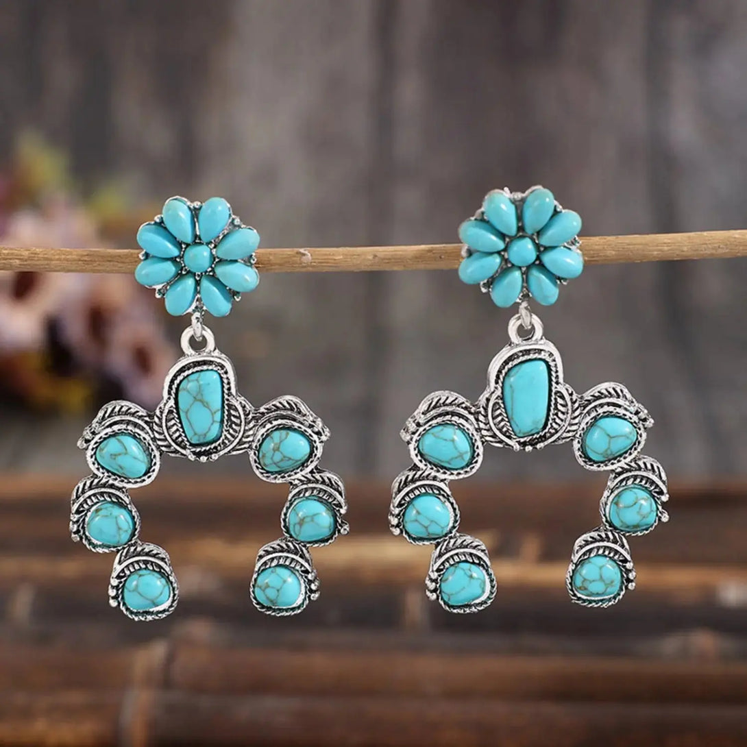 Lovcia Artificial Turquoise Alloy Dangle Earrings-Earrings-Pastel Blue-One Size-Pastel Blue