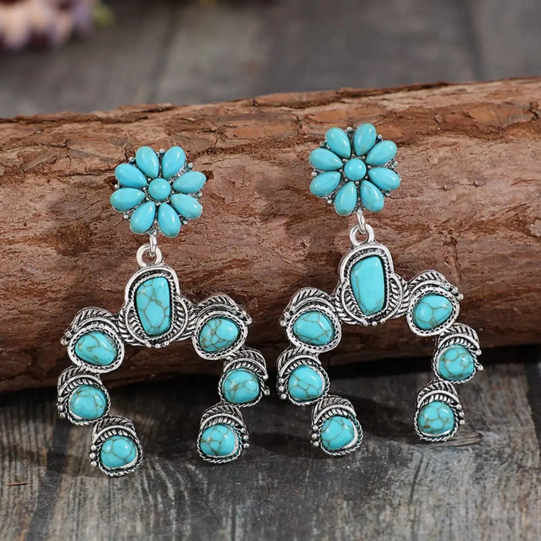 Lovcia Artificial Turquoise Alloy Dangle Earrings-Earrings-Pastel Blue-One Size-Pastel Blue