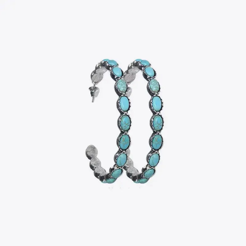 Lovcia Artificial Turquoise C-Hoop Earrings-Earrings-Black-One Size-Black