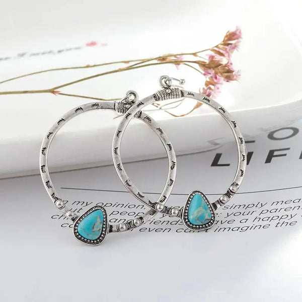 Lovcia Artificial Turquoise Drop Earrings-Earrings-Silver-One Size-Silver