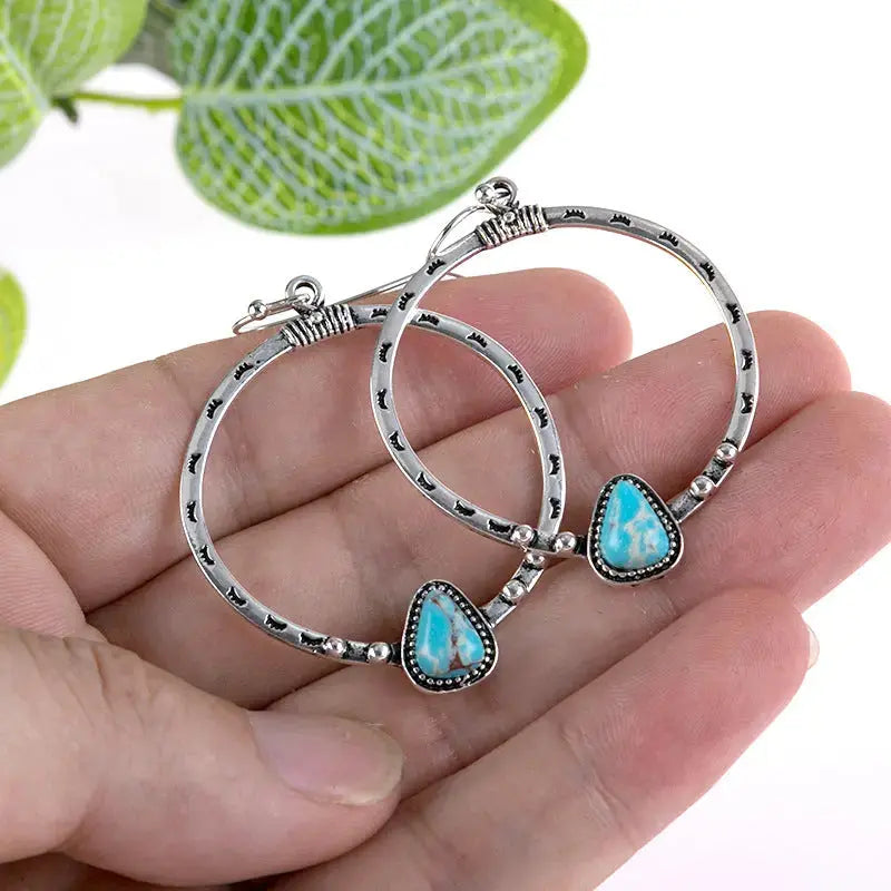 Lovcia Artificial Turquoise Drop Earrings-Earrings-Silver-One Size-Silver