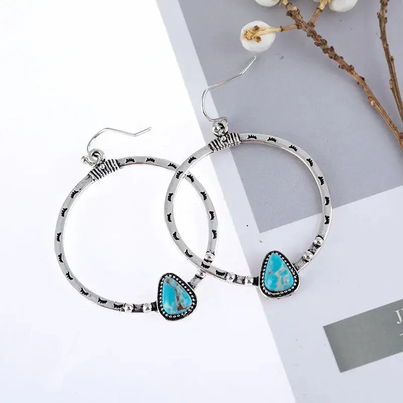 Lovcia Artificial Turquoise Drop Earrings-Earrings-Silver-One Size-Silver