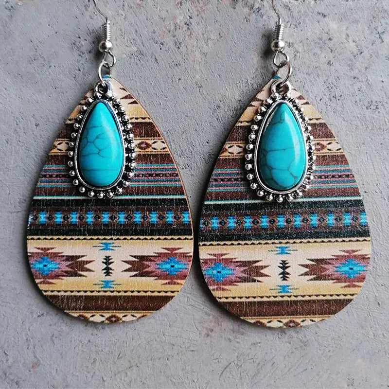 Lovcia Artificial Turquoise Geometric Teardrop Earrings-Earrings-style C-One Size-style C