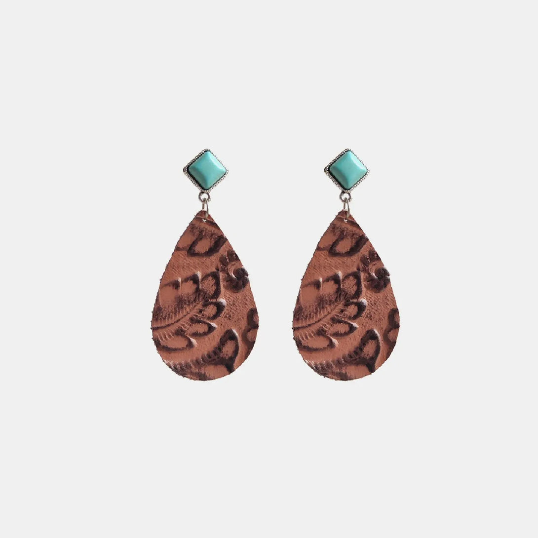 Lovcia Artificial Turquoise Teardrop Earrings-Earrings-Caramel-One Size-Caramel