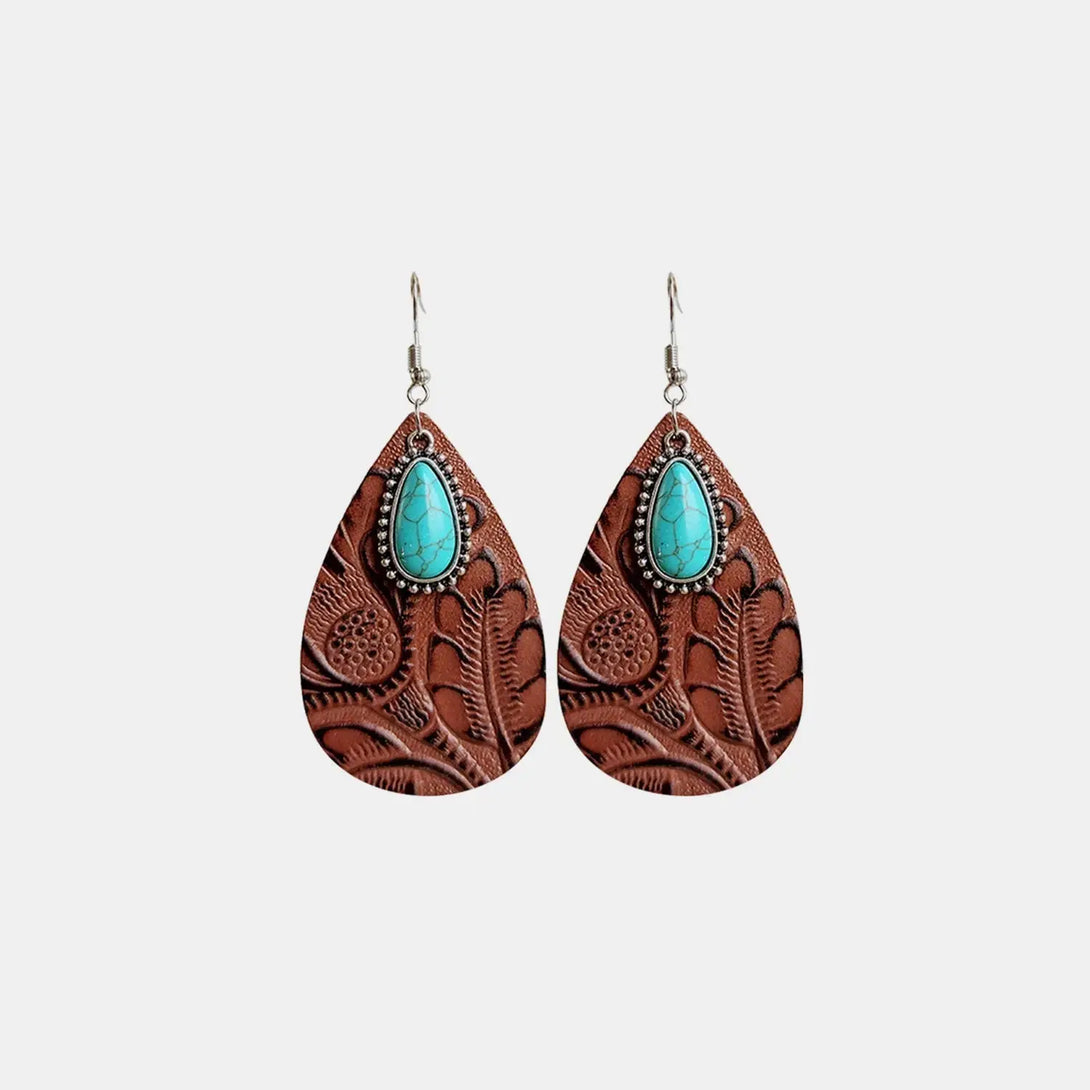 Lovcia Artificial Turquoise Teardrop Earrings-Earrings-Chestnut-One Size-Chestnut