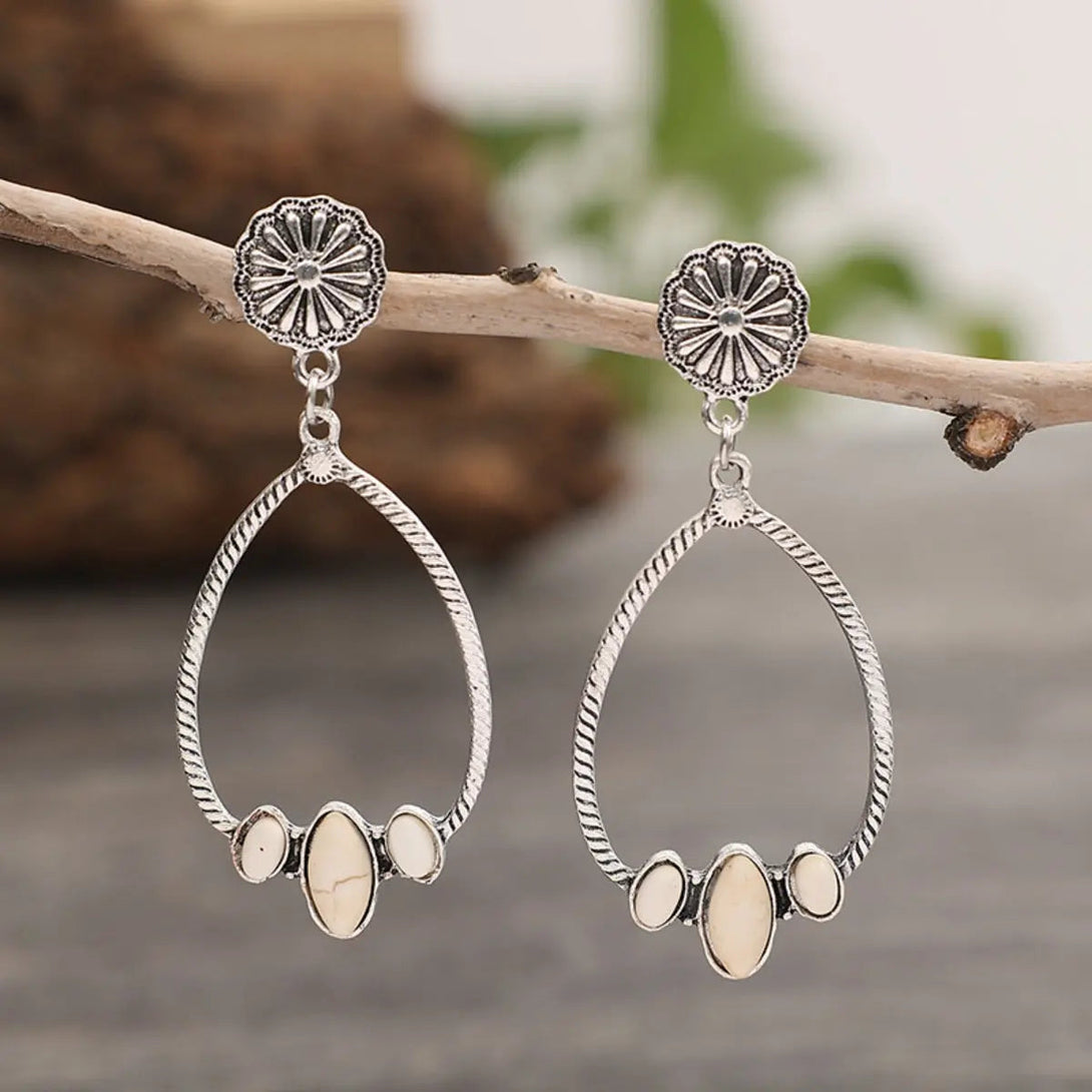 Lovcia Artificial Turquoise Teardrop Earrings-Earrings-Ivory-One Size-Ivory