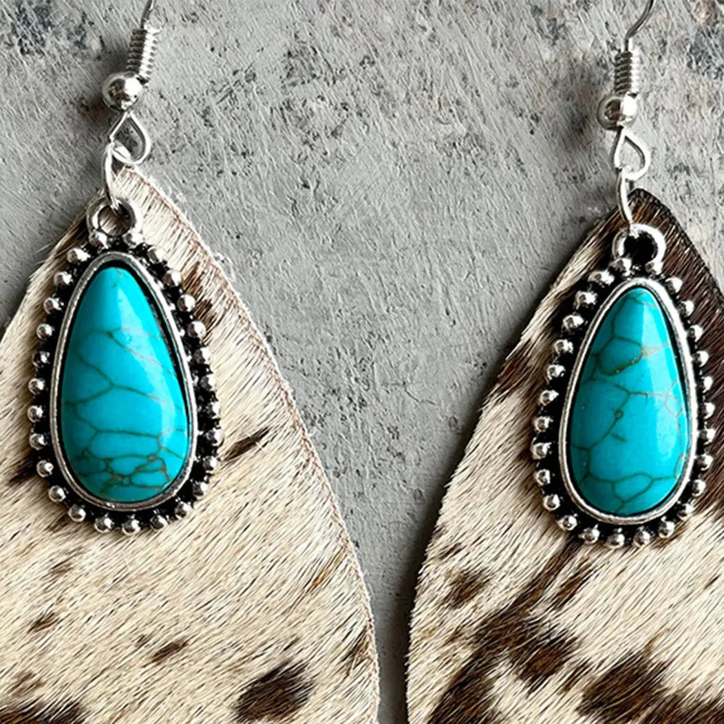 Lovcia Artificial Turquoise Teardrop Earrings-Earrings-Khaki-One Size-Khaki