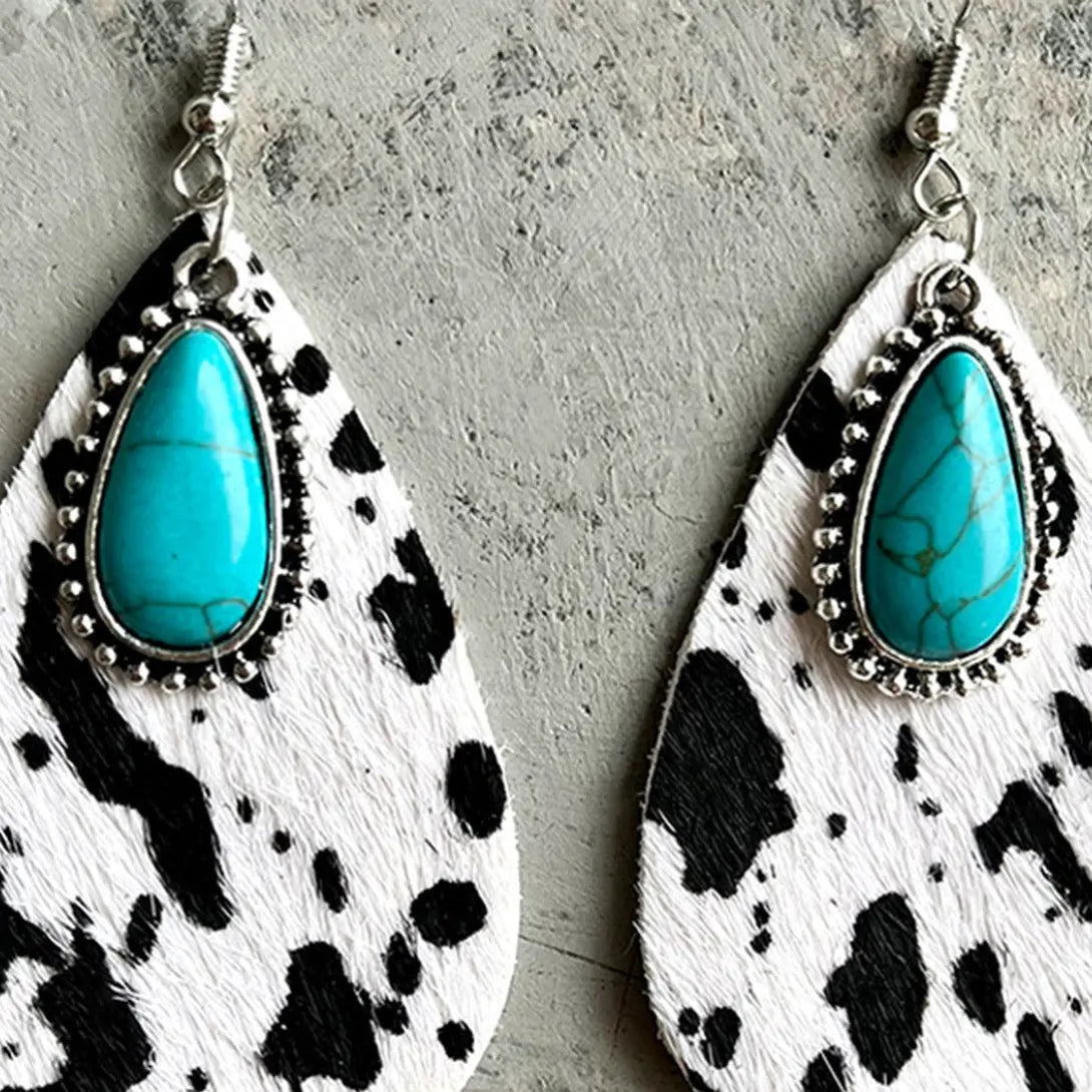 Lovcia Artificial Turquoise Teardrop Earrings-Earrings-Khaki-One Size-Khaki