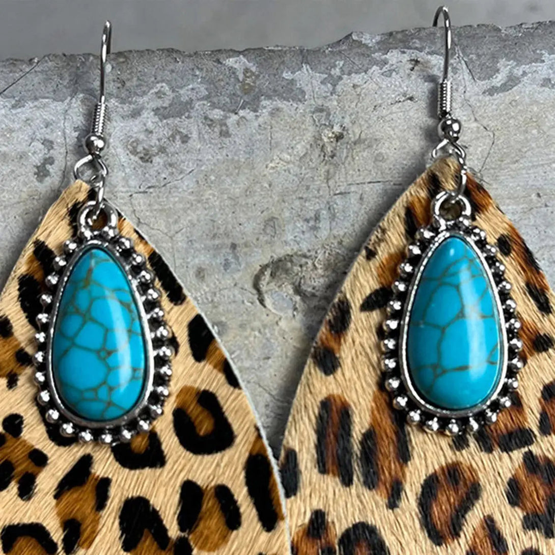 Lovcia Artificial Turquoise Teardrop Earrings-Earrings-Khaki-One Size-Khaki