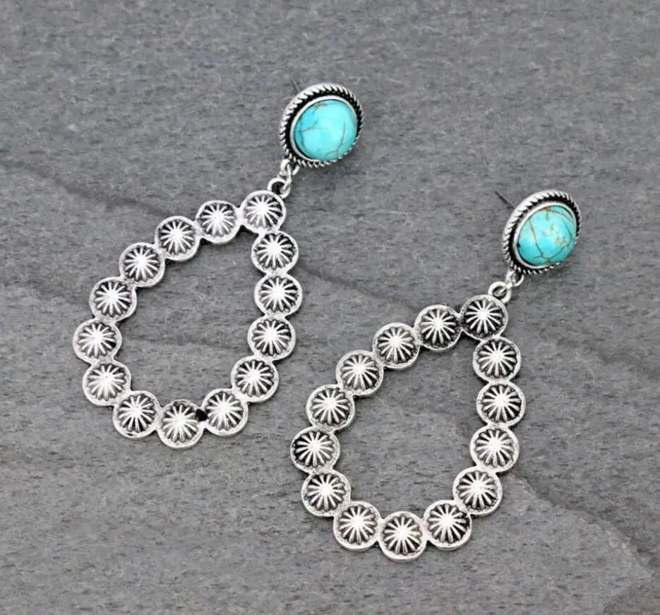 Lovcia Artificial Turquoise Teardrop Earrings-Earrings-Silver-One Size-Silver