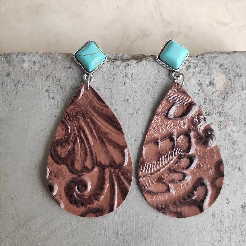 Lovcia Artificial Turquoise Teardrop Earrings-Earrings-Turquoise-One Size-Turquoise