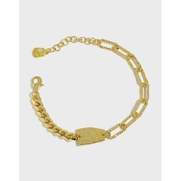 Lovcia Asymmetry Curb Paperclip Chain Geometry 925 Sterling Silver Bracelet-Bracelets-Rhodium-Rhodium