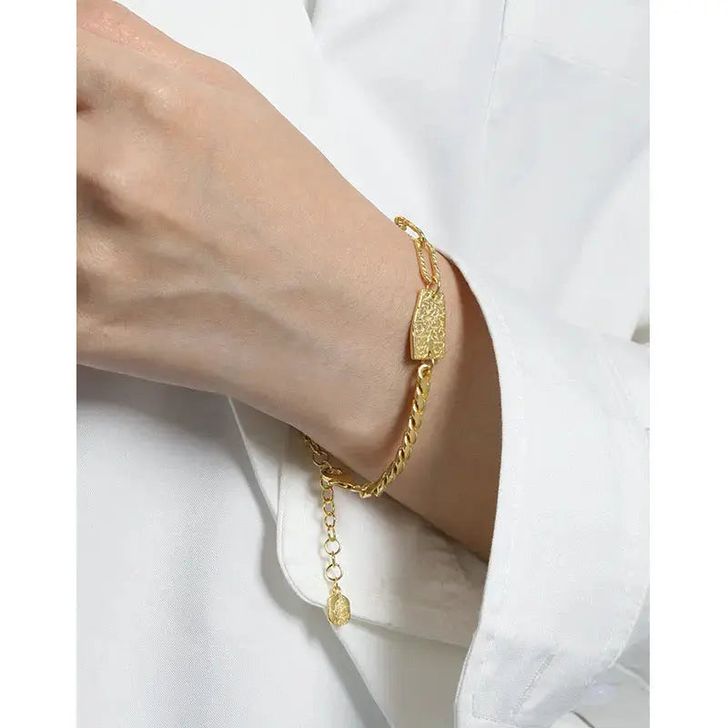 Lovcia Asymmetry Curb Paperclip Chain Geometry 925 Sterling Silver Bracelet-Bracelets-Rhodium-Rhodium