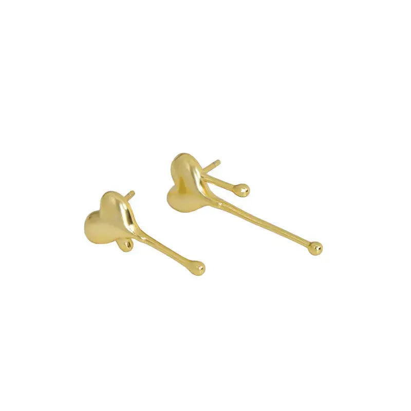 Lovcia Asymmetry Heart Dropping 925 Sterling Silver Dangling Earrings-Earrings-Rhodium-Rhodium