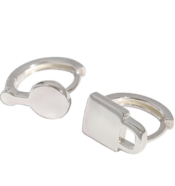 Lovcia Asymmetry Lock Key Hoop Earrings 10mm Gold Tone-Earrings-Silver-