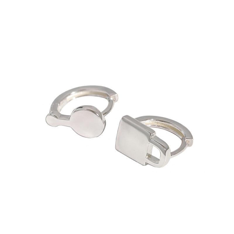 Lovcia Asymmetry Lock Key Hoop Earrings 10mm Gold Tone-Earrings-Yellow Gold-