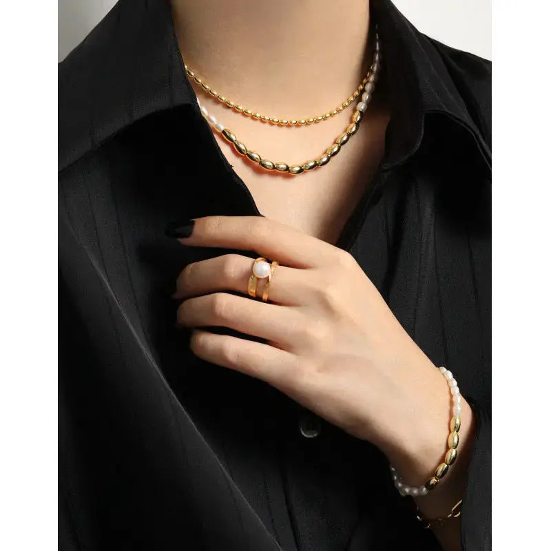 Lovcia Asymmetry Oval Natural Pearl Waterdrop 925 Sterling Silver Necklace-Necklaces-Rhodium-Rhodium