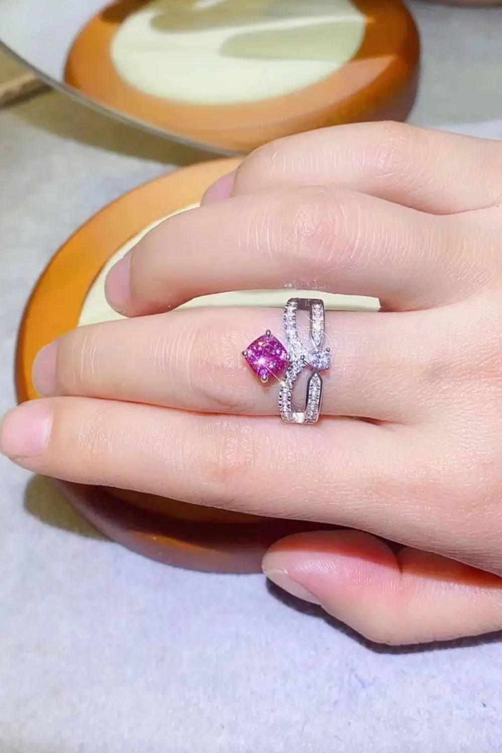 Lovcia At Your Best 1 Carat Moissanite Ring-Rings-Fuchsia Pink-5-Fuchsia Pink