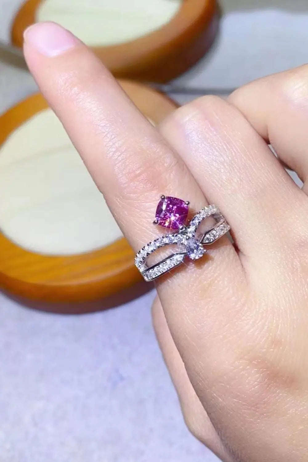 Lovcia At Your Best 1 Carat Moissanite Ring-Rings-Fuchsia Pink-5-Fuchsia Pink