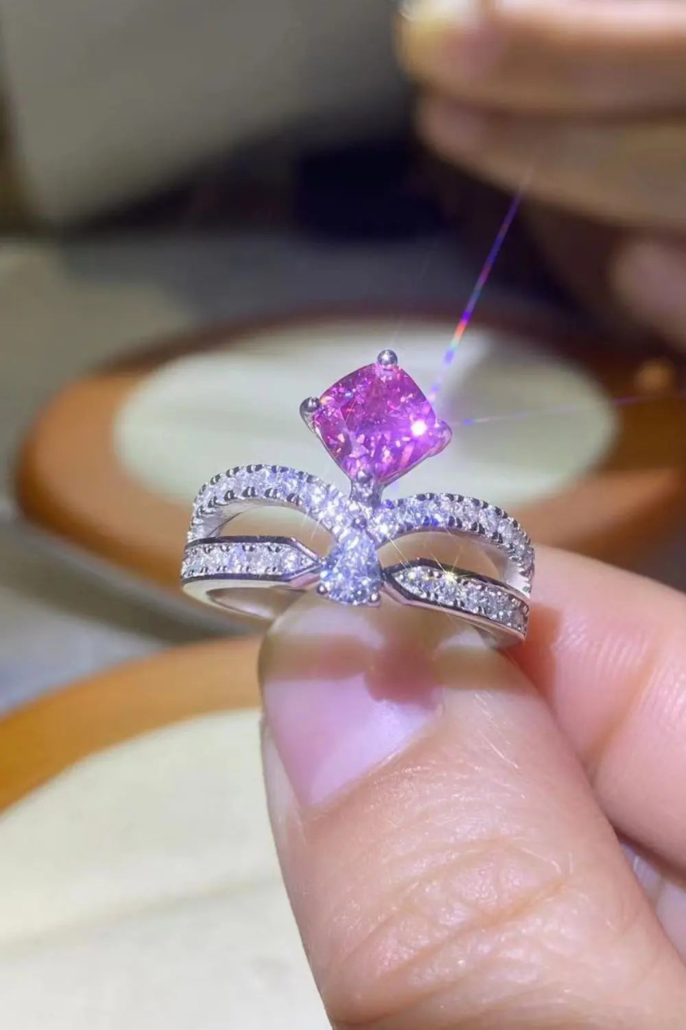 Lovcia At Your Best 1 Carat Moissanite Ring-Rings-Fuchsia Pink-5-Fuchsia Pink