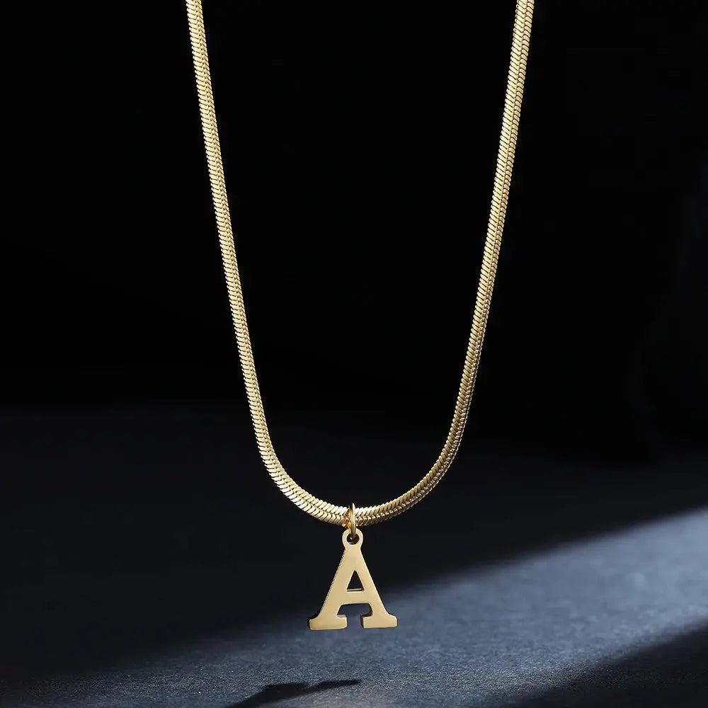 Lovcia AtoZ Personality Trends Letter Pendant Necklace for Women-Necklaces-Gold-A-Gold