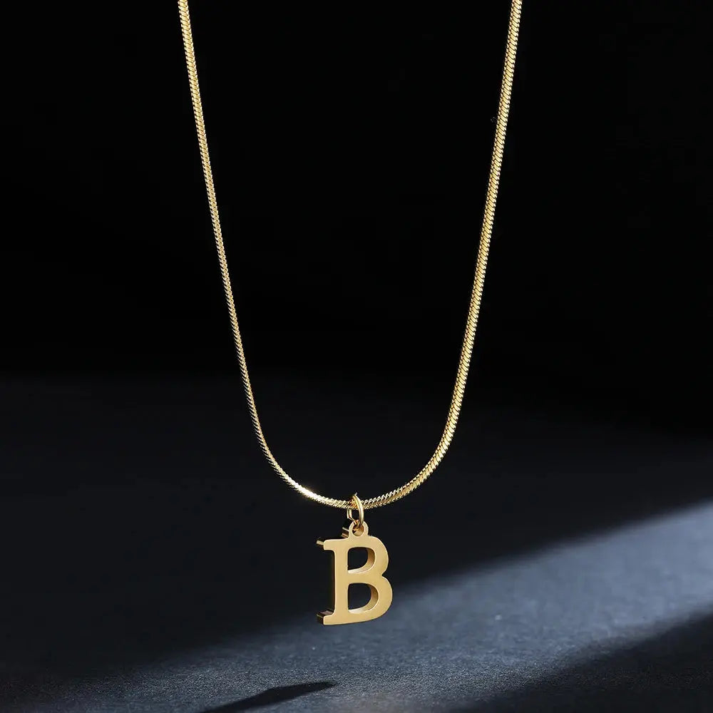 Lovcia AtoZ Personality Trends Letter Pendant Necklace for Women-Necklaces-Gold-B-Gold