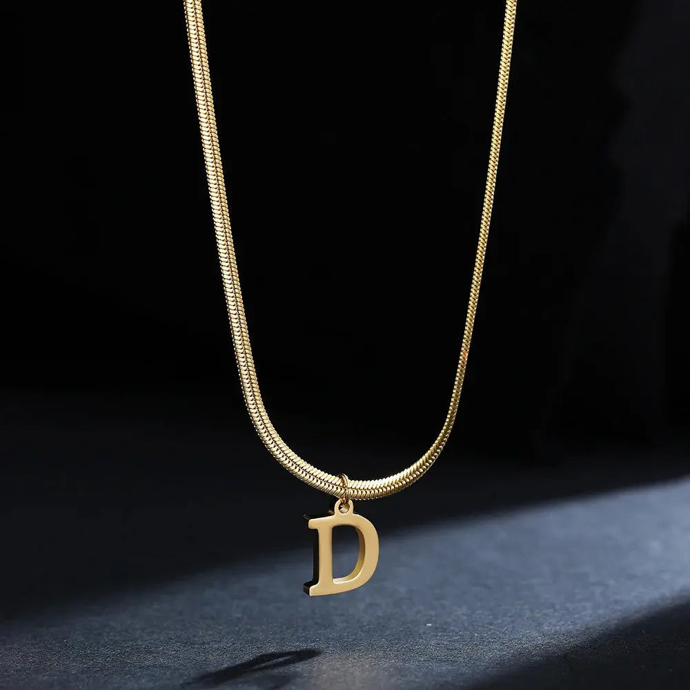 Lovcia AtoZ Personality Trends Letter Pendant Necklace for Women-Necklaces-Gold-D-Gold