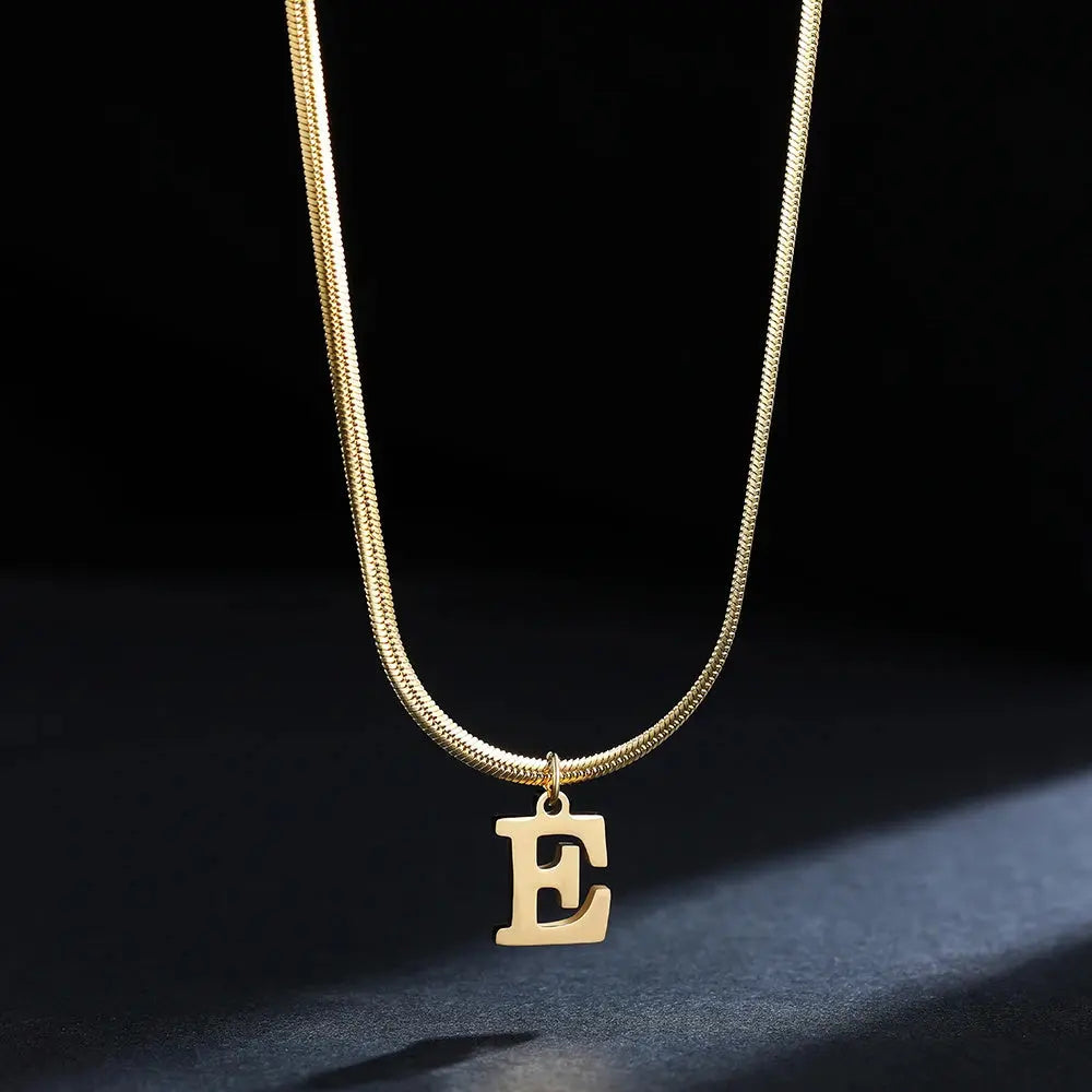Lovcia AtoZ Personality Trends Letter Pendant Necklace for Women-Necklaces-Gold-E-Gold