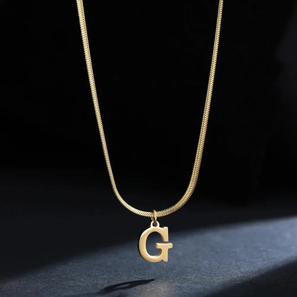 Lovcia AtoZ Personality Trends Letter Pendant Necklace for Women-Necklaces-Gold-G-Gold