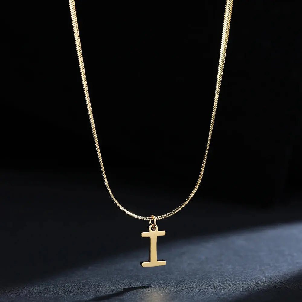 Lovcia AtoZ Personality Trends Letter Pendant Necklace for Women-Necklaces-Gold-I-Gold