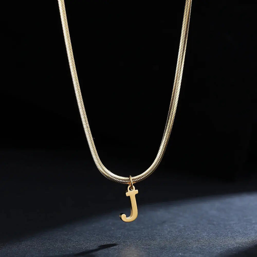 Lovcia AtoZ Personality Trends Letter Pendant Necklace for Women-Necklaces-Gold-J-Gold