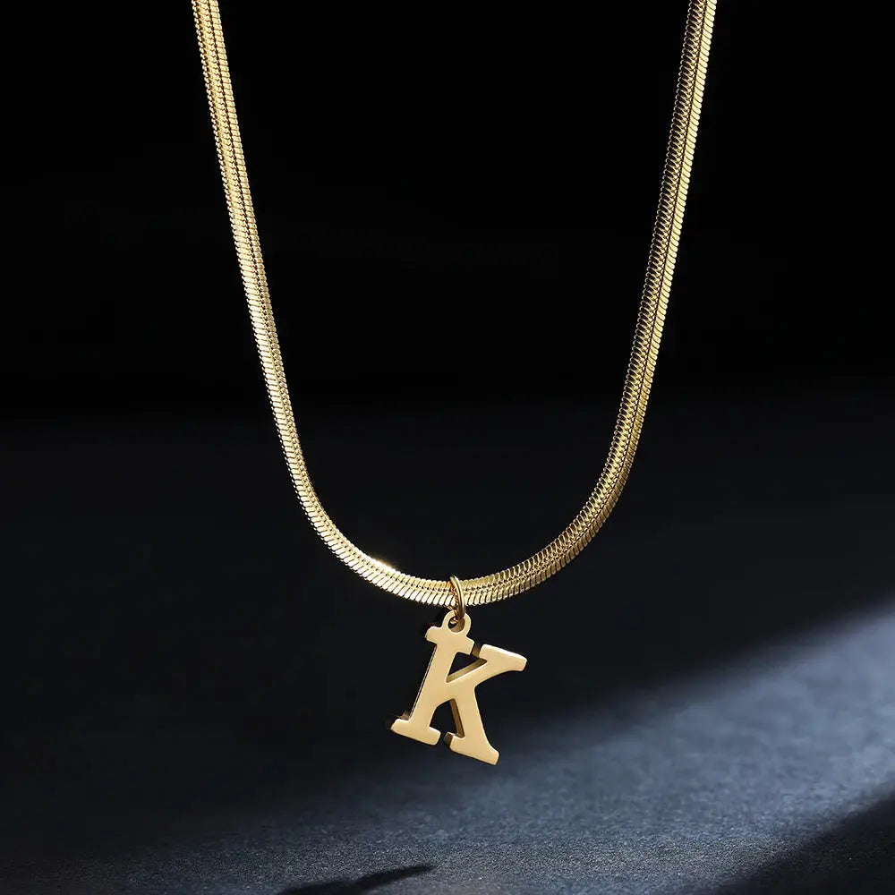 Lovcia AtoZ Personality Trends Letter Pendant Necklace for Women-Necklaces-Gold-K-Gold