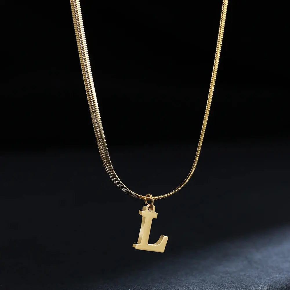 Lovcia AtoZ Personality Trends Letter Pendant Necklace for Women-Necklaces-Gold-L-Gold