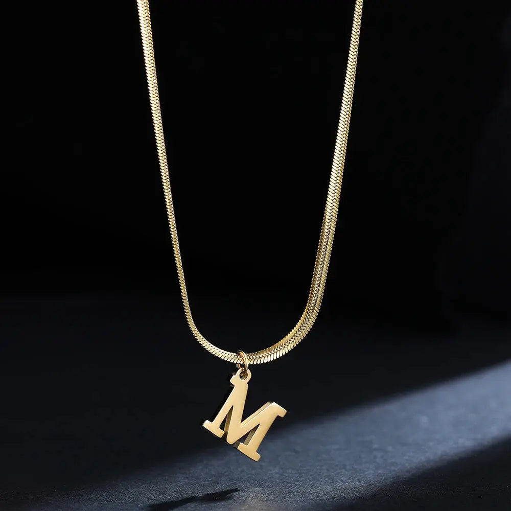 Lovcia AtoZ Personality Trends Letter Pendant Necklace for Women-Necklaces-Gold-M-Gold