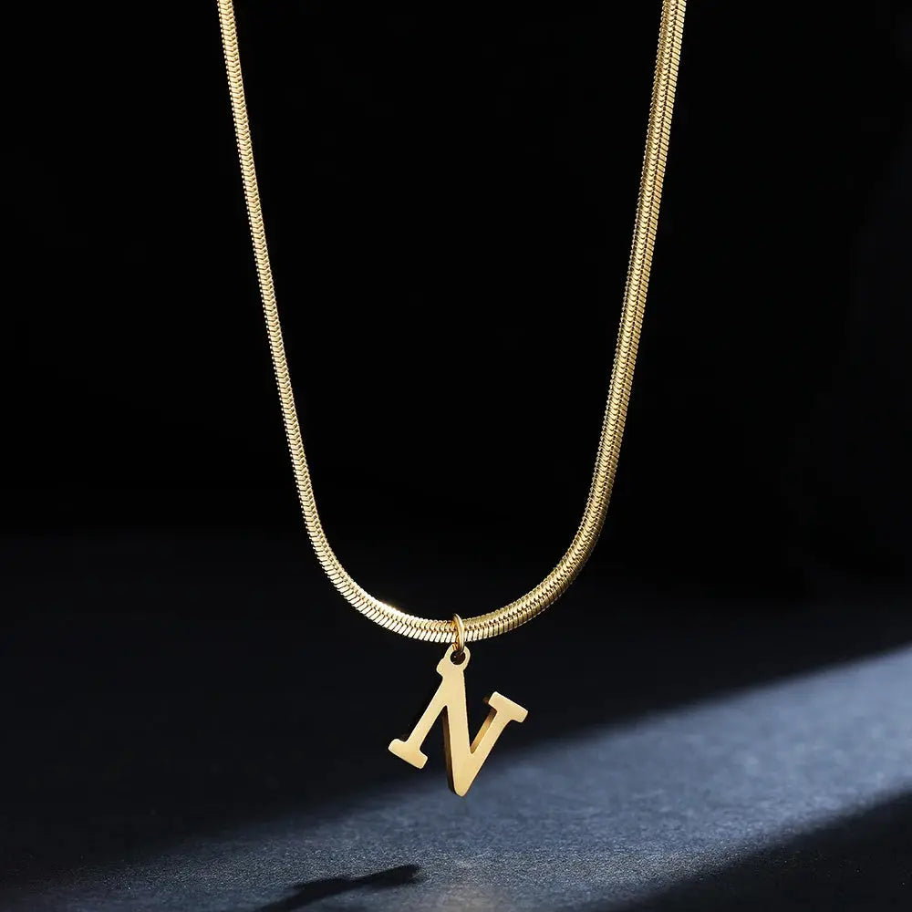 Lovcia AtoZ Personality Trends Letter Pendant Necklace for Women-Necklaces-Gold-N-Gold