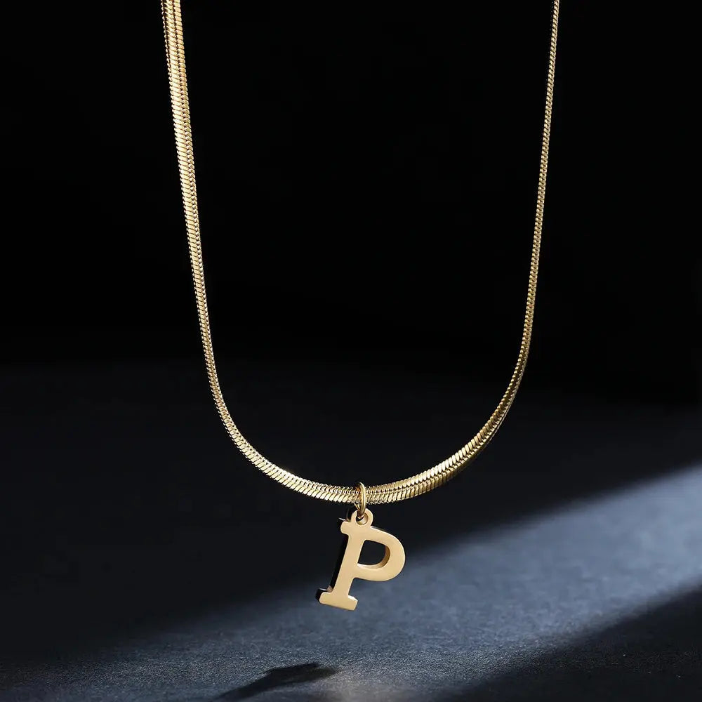 Lovcia AtoZ Personality Trends Letter Pendant Necklace for Women-Necklaces-Gold-P-Gold