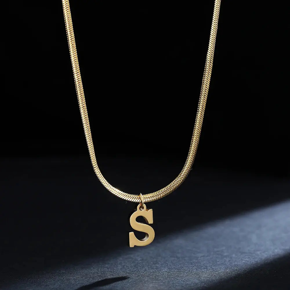 Lovcia AtoZ Personality Trends Letter Pendant Necklace for Women-Necklaces-Gold-S-Gold