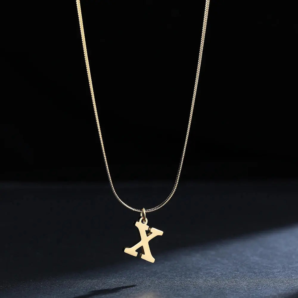 Lovcia AtoZ Personality Trends Letter Pendant Necklace for Women-Necklaces-Gold-X-Gold