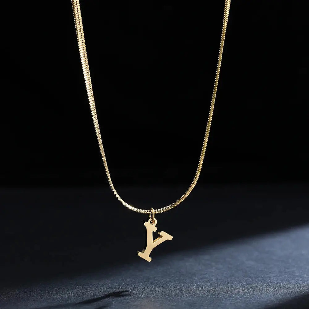 Lovcia AtoZ Personality Trends Letter Pendant Necklace for Women-Necklaces-Gold-Y-Gold