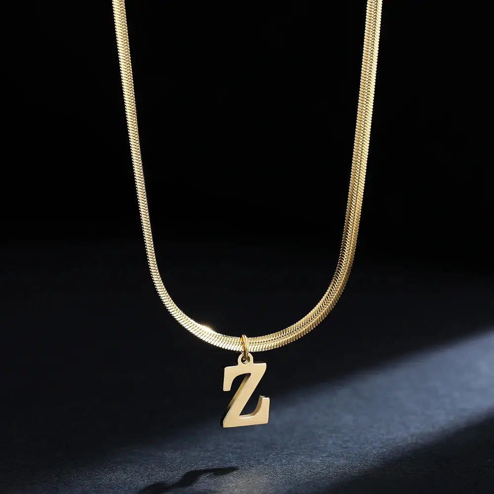 Lovcia AtoZ Personality Trends Letter Pendant Necklace for Women-Necklaces-Gold-Z-Gold