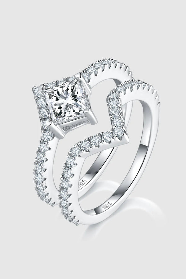 Lovcia Aurora Crest 1 Carat Moissanite 925 Sterling Silver Double Layered Ring for Women - Silver-5- - Buy latest trendy Rings for Women and Girls