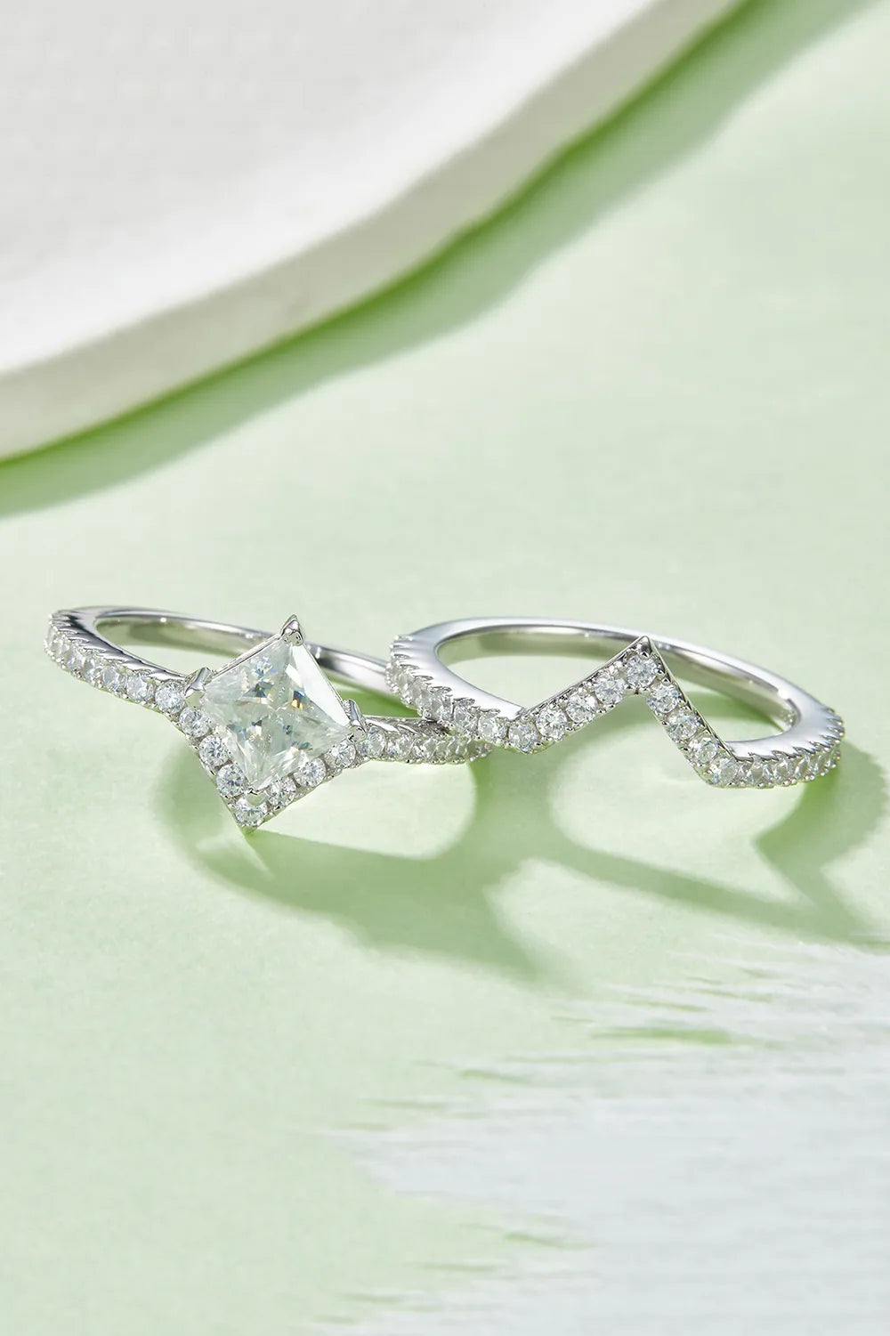 Lovcia Aurora Crest 1 Carat Moissanite 925 Sterling Silver Double Layered Ring for Women - Silver-5- - Buy latest trendy Rings for Women and Girls